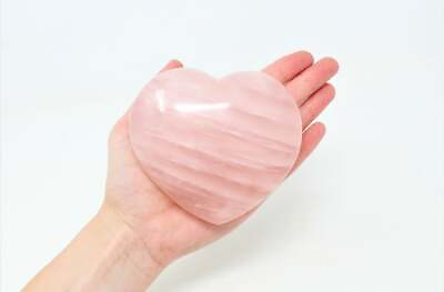 #ad XL Large Rose Quartz Puffy Heart Natural Crystal Gift Meditation $39.95