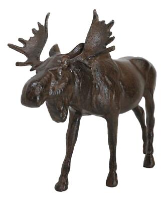 #ad Cast Iron Large Emperor Stag Elk Bull Moose In Bronze Finish Figurine 11.25quot;L $49.99