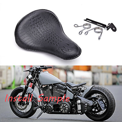 #ad Alligator Motorcycle Springs Solo Seat Leather Fit For Harley Davidson Honda US $69.39