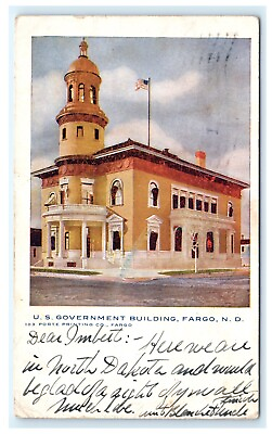 #ad Fargo N.D. North Dakota U.S. Government Building UDB Postcard 1906 D1 $2.99