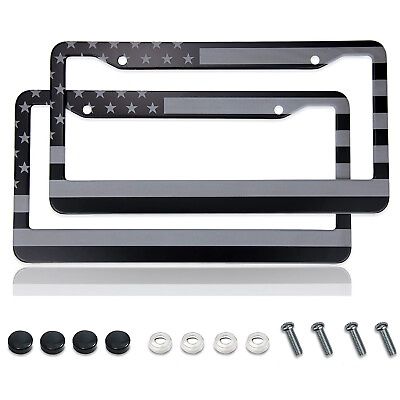 #ad 2 For GMC Sierre 1500 US Flag Patriotic Car License Plate Frame Front Rear Cover $14.49