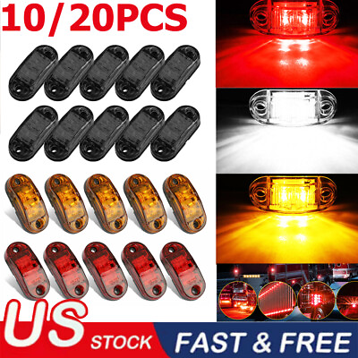 #ad 10x LED Side Marker Amber Red Lights Clearance Light Truck Trailer RV Waterproof $7.99