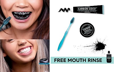 #ad Carbon Coco Australian Natural Teeth Whitening Active Charcoal Tooth Polish Kit $49.99