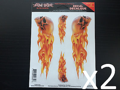 #ad x2 2quot; x 6.50quot; Lethal Threat Flaming Skull Body Decal Emblem Logo Sticker $6.99