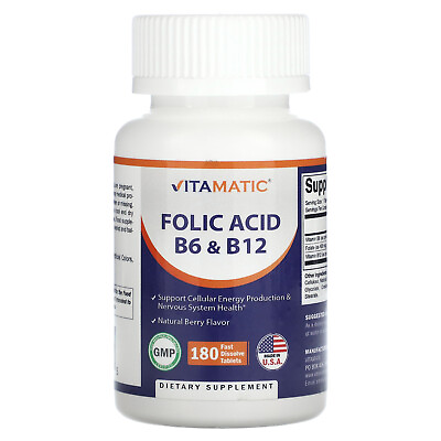 #ad Folic Acid B6 amp; B12 Natural Berry 180 Fast Dissolve Tablets $13.19