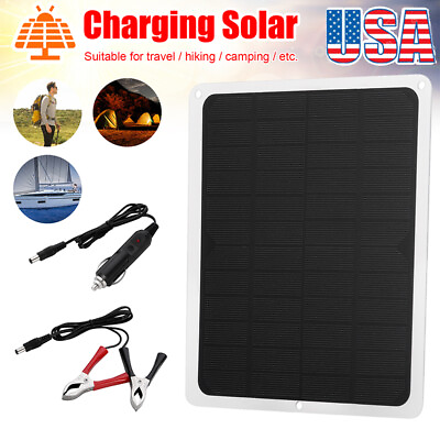 #ad 22W Solar Panel 12V Trickle Charger Battery Charger Kit Maintainer Boat RV Car $13.99