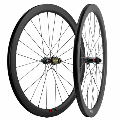700C Disc Brake Carbon Wheelset 45mm Road Bike Clincher 25mm Wheels THRU AXLE $442.03