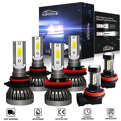 #ad For Toyota Highlander 2014 2016 Combo LED Headlight Fog Lights 6 Bulbs Kit 6500K $35.99