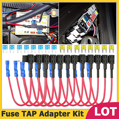 #ad Lot 12V Car Add a Circuit Fuse Tap Adapter Kits Circuit Mini ATM APM Blade Fuse $13.22