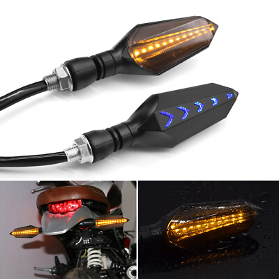#ad Pair Motorcycle 12LED Turn Signal Lamp Sequential Flowing Indicator Lights Amber $8.45
