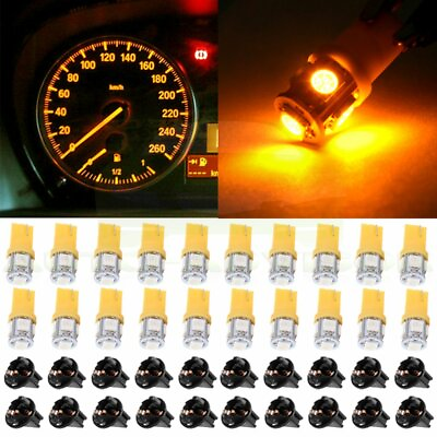 #ad 20x T10 Socket Dashboard Gauge 5SMD 5050 194 168 LED Bulb Light Yellow For Ford $11.59