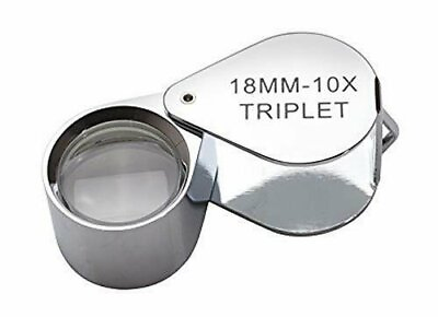 #ad 18 MM 10X Silver Triplet Eye Loupe Magnifier Jewelry Gemstone Diamond Inspection $19.75