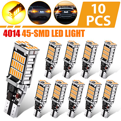 #ad 10x Super Bright T15 921 912 45 SMD LED Reverse Back Up Light Bulbs Amber Yellow $11.98