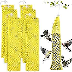 #ad 6 Pcs Finch Sock Feeder for Outdoor Durable Thistle Seed Feeder 6pcs yellow $20.23