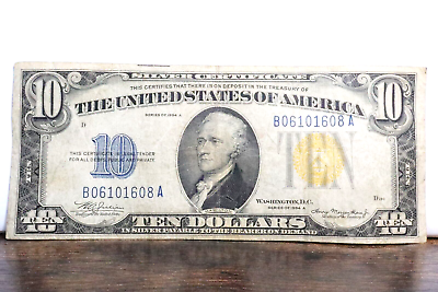 #ad 1934 A $10 North African Silver Certificate WWII Issued $145.00