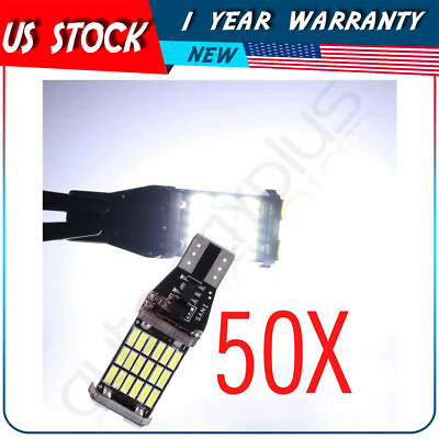 #ad 50X WHITE 45 SMD T15 T10 ERROR FREE LED LICENSE PLATE INSTRUMENT CLUSTER LIGHTS $39.99