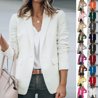 #ad Ladies Casual Long Sleeve Cardigan Jacket Womens OL Open Front Blazer Suit S 5XL $28.99