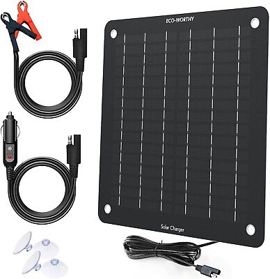 #ad 12 Volt Solar Battery Maintainer Waterproof Car RV Charger Tender Trickle 5W $36.99