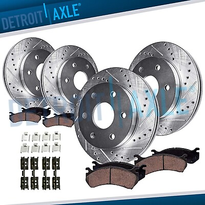 #ad Front amp; Rear Drilled Slotted Rotors Brake Pads for 2012 2013 2020 Ford F 150 $299.78