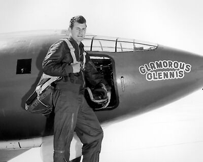 #ad CHUCK YEAGER IN FRONT OF THE BELL X 1 quot;GLAMOROUS GLENNISquot; 8X10 PHOTO REPRINT $8.49