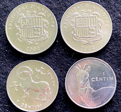#ad Andorra 2 Coins Set 1 Centime – Isard and 1 Centime – Horse UNC World Coins $6.45