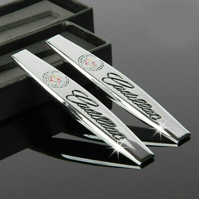 #ad NEW 2PCS For CADILLAC FENDER BADGE Chrome Metal Side Rear Car Sticker Emblem 3D $13.99