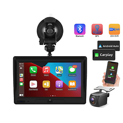 7quot; Car Portable Wireless CarPlay Android Auto Tablet Multimedia Bluetooth GPS $108.99