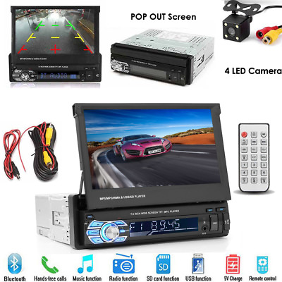 #ad Single 1Din 7quot; Flip Stereo Car Radio Player Touch Screen BT USB TF AUX Camera $69.99