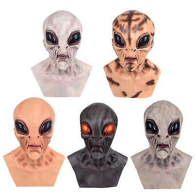 #ad Adult Halloween Party Alien Mask Horror Headwear UFO Latex Cosplay Costume Prop $21.21