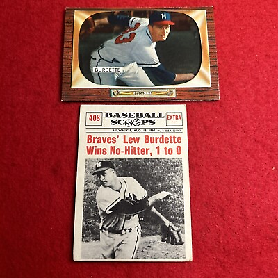 #ad 1955 Bowman Lou Burdette #70 and 1961 Scoops Lew Burdette #408 $12.50
