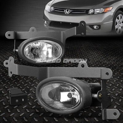 #ad FOR 06 08 HONDA CIVIC COUPE CLEAR LENS BUMPER DRIVING FOG LIGHT LAMPS W SWITCH $27.88