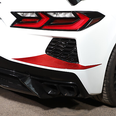 #ad #ad Red Carbon fiber Rear Bumper Air Intake Panel Trim Sticker For Corvette C8 20 23 $75.99