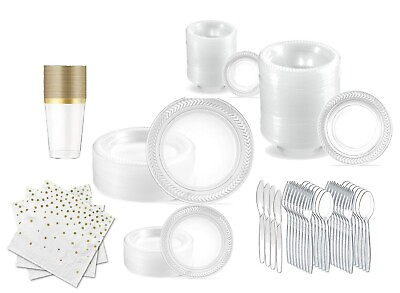 #ad Premium Clear Disposable Plastic Party Combo Set for 48 Guests $99.00