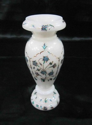 #ad 7quot; Marble Flower Vase Handmade Decorative Semi Precious Stone Inlay Home Decor $453.27
