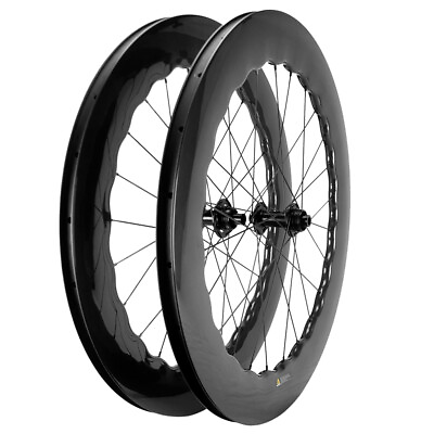 #ad 700C Depth 80mm Disc Brake Carbon Wheelset Road Bike Disc Brake Carbon Wheels $665.55