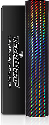 #ad TECKWRAP Holographic Black Carbon Fiber Vinyl Wrap Film Bubble Free Air Release $21.89