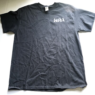 #ad NRA Black On Black Logo T Shirt Men’s Sz L A2145 $16.00