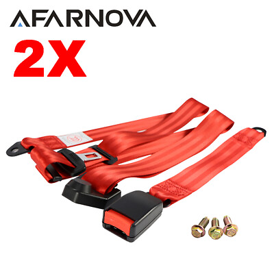 #ad 2Sets Fits Chevrxxt 3 Point Shoulder Adjustable Replace Seatbelt Lap Strap Red $62.96