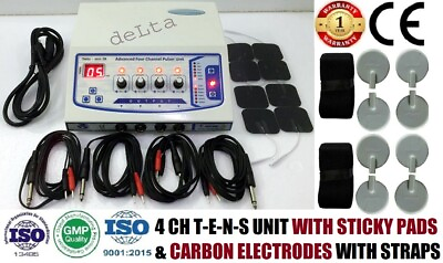 New Model 4 Ch Electrotherapy Sticky Pads amp; Carbon Pads Pulse Massager Machine $180.00