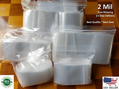 Clear Zip Seal Plastic Bags Jewelry Zipper Top Lock Reclosable Baggies 2 Mil 2ML $1.03
