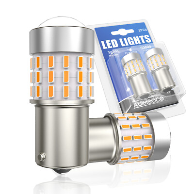 #ad BA15S 1156 Super Bright 100% Canbus Led Amber Signal Light Bulbs No Hyper Flash $18.99