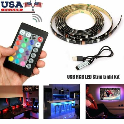 #ad 2M LED Strip Light 5V USB 5050 RGB Multi Color TV Backlight Lighting w Remote $5.95