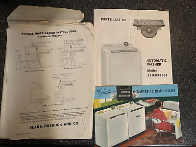 #ad Vintage Owner#x27;s Manual amp; Parts List for Kenmore Auto Washer No.110.533551 SEARS $15.99