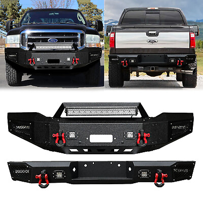 #ad Vijay New Front Rear Bumper W Winch Plateamp;LED Lights For 99 04 Ford F250 F350 $1079.99