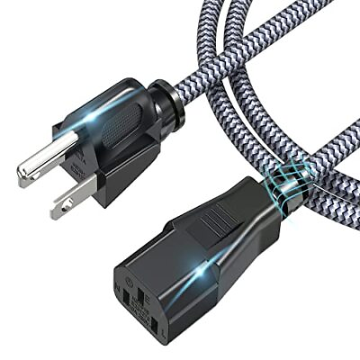 #ad Power Cord Goalfish 3 Prong AC Power Cable 6.6FT 2m Nylon Braided Replaceme... $17.60