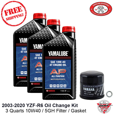 #ad 2003 2020 Yamaha R6 Oil Change Kit YZF R6 Filter Oil amp; Crush Washer 10W40 OEM $51.99