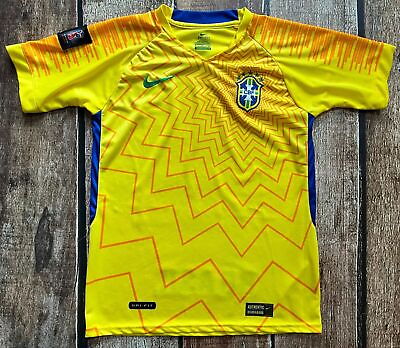 #ad NIKE AUTHENTIC RUSSIA WORLD CUP JERSEY BRASIL YELLOW GREEN MENS MEDIUM EXCELLENT $69.99