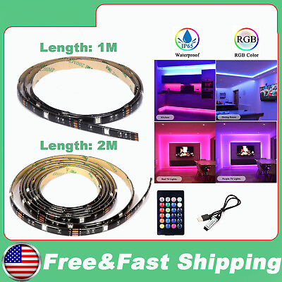 #ad USB Powered RGB 5050 Led Strip Lights for TV Lights Remote Kit Waterproof US $7.15