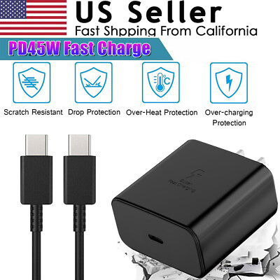 #ad 45W Universal Fast Charger Wall Adapter Type C Cable for Samsung Galaxy S22 S21 $3.29