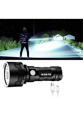 #ad XLM P70 Long Range LED Flashlight Torch USB Waterproof 3Mode Rechargeable Bright $12.50